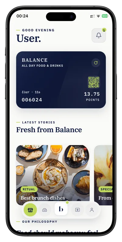 Balance Brunch & Bakery mobilna aplikacija koju je razvio Novero